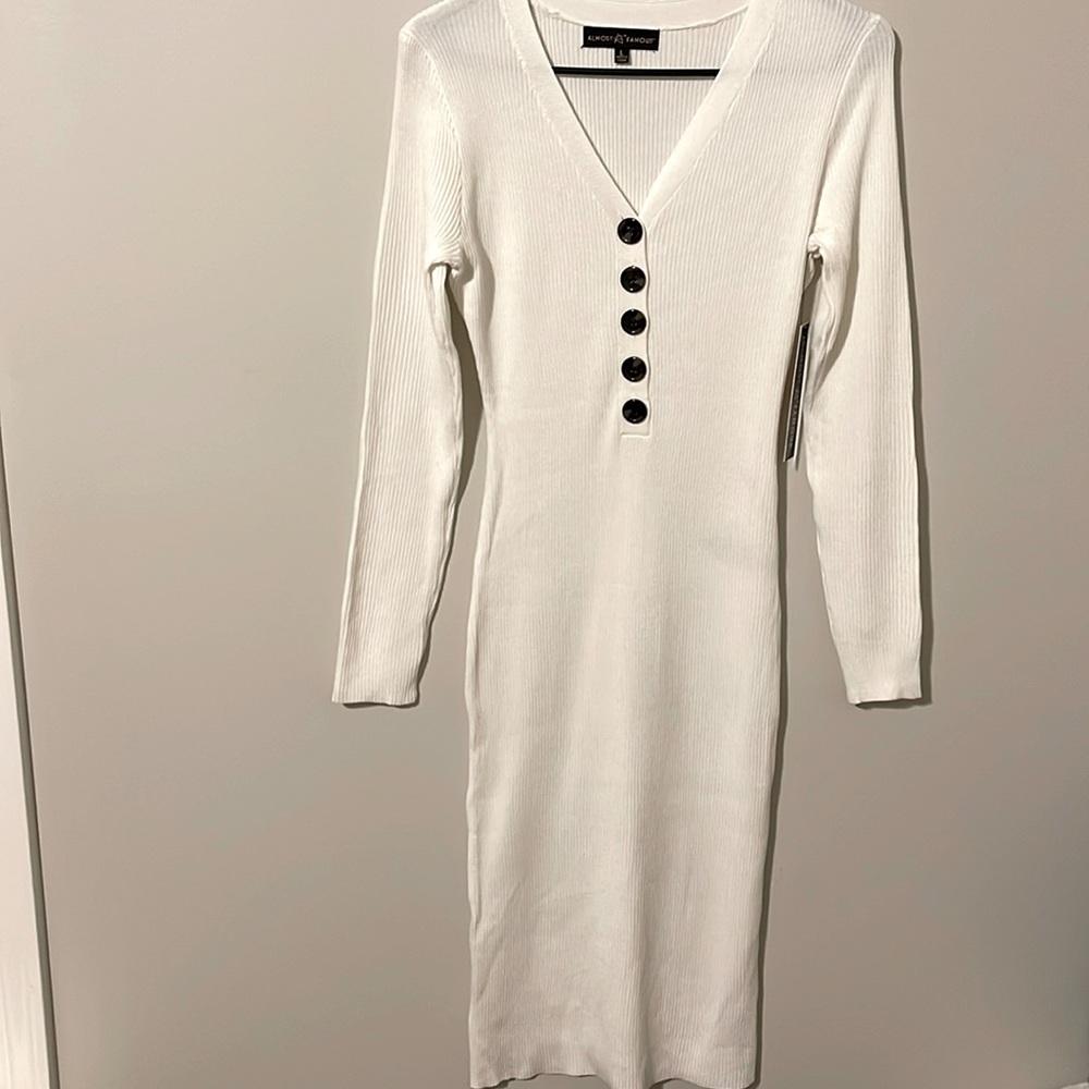 White ribbed almost famous bodycon dress